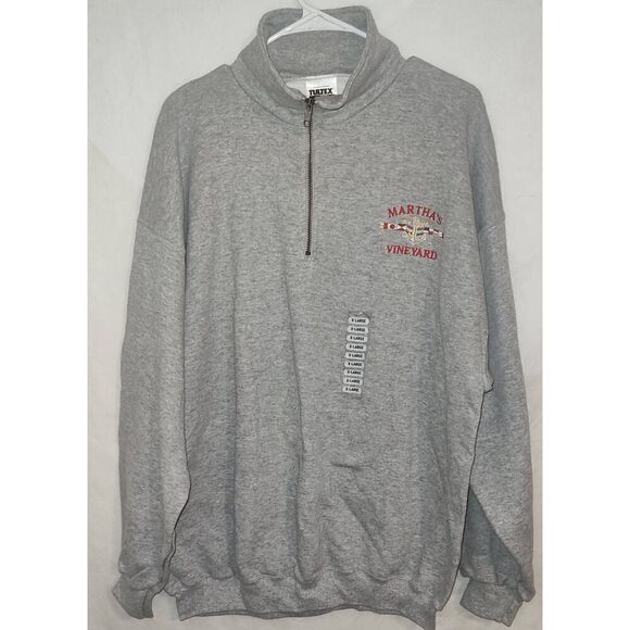 NWT Embroidered MARTHA'S VINEYARD Boat anchor grey 1/4 ZIP grey sweatshirt XL. - Picture 1 of 6